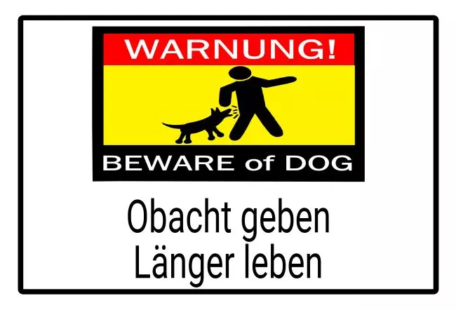 Warnschild Zutritt verboten Warnung - Zutritt verboten Beware of DOG Bild
