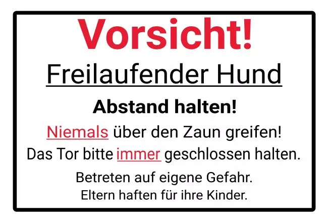 Warnschild Zutritt verboten Warnung - Zutritt verboten Freilaufender Hund Bild