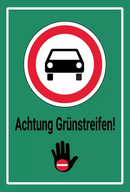 Warnschild Zutritt verboten Warnung - Zutritt verboten Grünstreifen Bild