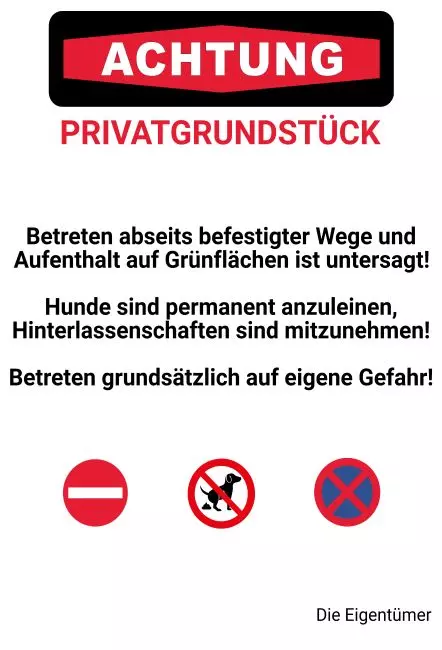 Warnschild Zutritt verboten Warnung - Zutritt verboten Privatgrundstück Bild