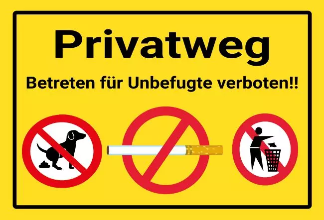 Warnschild Zutritt verboten Warnung - Zutritt verboten Privatweg Bild